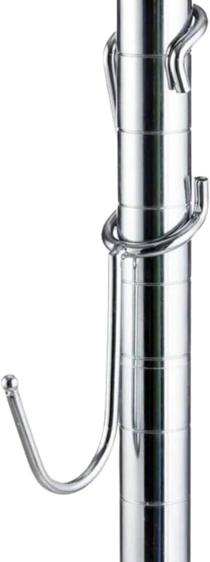Shelf Pole Hooks 5-Pack | Chrome J Hooks for 1-Inch Poles | Snap-On Hooks for Wire & Metal Shelving | Kitchen, Garage & Home Organization