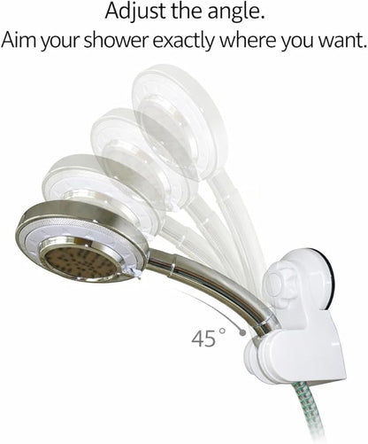 Pump&fix 45 Degrees Adjustable Handheld Shower Head Holder Suction Cup Wall Mount Bracket