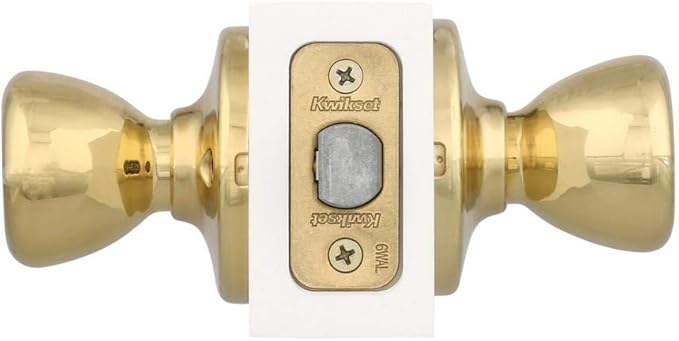 Kwikset Tylo Interior Passage Door Knob, Handle For Closet and Hallway Doors, Non-Locking Doorknob in Polished Brass