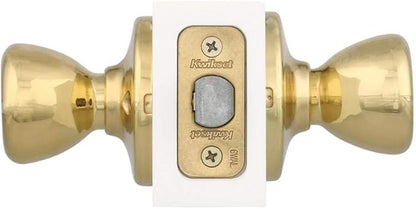 Kwikset Tylo Interior Passage Door Knob, Handle For Closet and Hallway Doors, Non-Locking Doorknob in Polished Brass