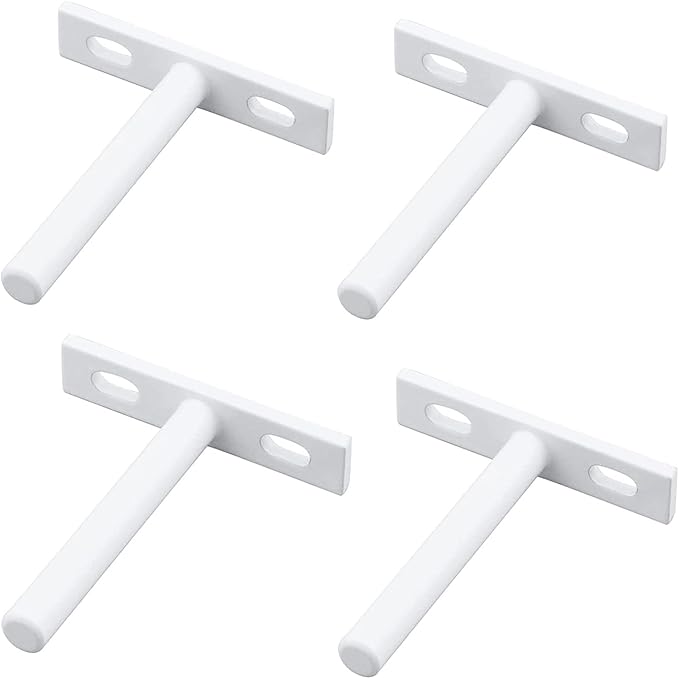 Antrader 4 Sets 3" Heavy Duty Blind Shelf Supports Hidden Brackets, Suitable for Wood Shelves, with Screws and Anchors, White
