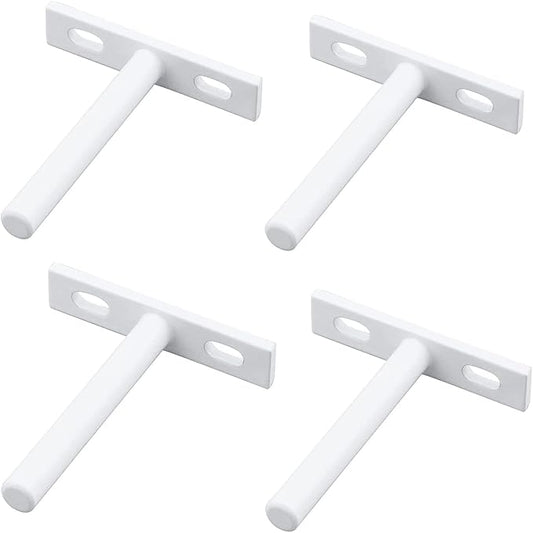 Antrader 4 Sets 3" Heavy Duty Blind Shelf Supports Hidden Brackets, Suitable for Wood Shelves, with Screws and Anchors, White