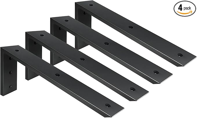 Countertop Support Bracket 4 Pack 18 inch Heavy Duty 1/2" Thick Black Black Granite Countertop Bracket 18"x8"x2.5" Shelf L Bracket Mantel Corbels for Quartz/Granite/Wood/Concret/Laminate Countertops