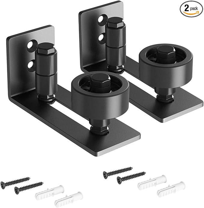 SMARTSTANDARD Sliding Barn Door Floor Guide for Bottom Adjustable Roller - 8 Setup Options for DIYers - Flush Design Bottom Flat Barn Door Floor Guide Stay Roller (Black) 2PCS