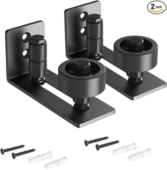 SMARTSTANDARD Sliding Barn Door Floor Guide for Bottom Adjustable Roller - 8 Setup Options for DIYers - Flush Design Bottom Flat Barn Door Floor Guide Stay Roller (Black) 2PCS