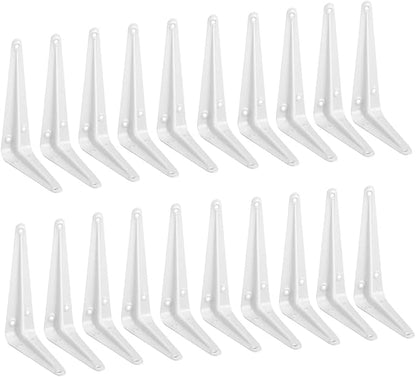 20 Pack Shelf Brackets 6 Inches White, Heavy Duty Steel Metal L Brackets for Shelves, J Brackets Wall Angel Corner Brace for Wood Board