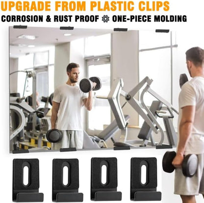 6Pcs Heavy-Duty Metal Mirror Hanger Clips - Wide Channel Rust-Resistant Brackets for Frameless Bathroom/Office/Gym Wall Mirrors, Includes Screws & Anchors