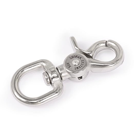 SHONAN 2.65" Trigger Snap Hooks, Marine Grade Stainless Steel 316 Swivel Trigger Snaps, 100 Lbs Capacity Scissor Snaps, 2 Pack Lobster Claw Clips for Flag Pole, Dog Leash, Camera Straps, and Cages