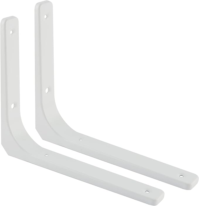 SAYAYO L Bracket 12 Inch, Heavy Duty Metal Wall Brackets Joint Angle Bracket Floating Shelf Support DIY Shelving Brackets White, 2 PCS