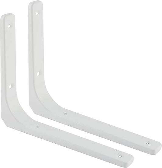 SAYAYO L Bracket 12 Inch, Heavy Duty Metal Wall Brackets Joint Angle Bracket Floating Shelf Support DIY Shelving Brackets White, 2 PCS