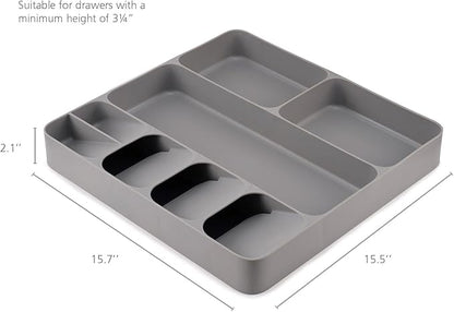 Joseph Joseph DrawerStore Compact Utensil Organizer For Kitchen Drawer Silverware, Flatware Tray, Large, Grey