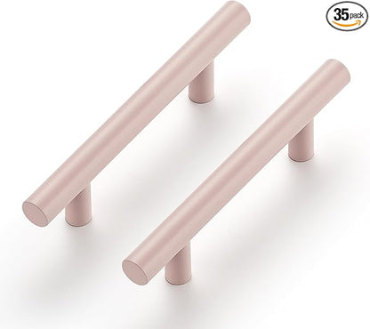 Ravinte 35 Pack | 5 Inch Cabinet Pulls Pink Stainless Steel Kitchen Drawer Pulls Cabinet Handles 5 InchLength, 3 Inch Hole Center