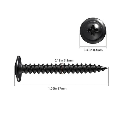 Wensilon（350 pcs）#6×1" Phillips Truss Head Wood Screws Black Galvanizing Quick Metal Self Tapping.
