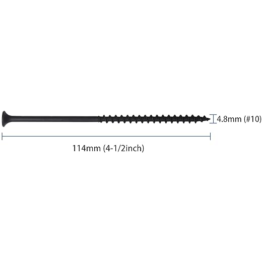 50pcs #10 × 4-1/2 inch High Hardness Drywall Screws, Black, Coarse Thread, Phillips Drive, Bugle Head, Black Wood Screws, Long Screws, Wood and More