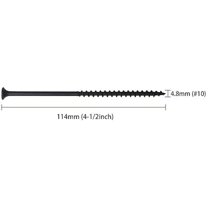 50pcs #10 × 4-1/2 inch High Hardness Drywall Screws, Black, Coarse Thread, Phillips Drive, Bugle Head, Black Wood Screws, Long Screws, Wood and More