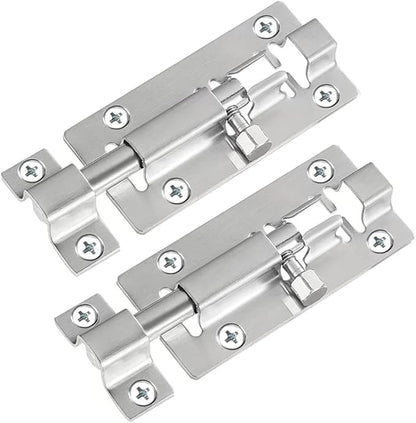 2 Pack Barrel Bolt Latch, 3 Inches Slide Latch Lock, Thickened Stainless Steel Sliding Locks for Door, Brushed Finish Sliding Bolt Lock Latches with 12PCS Screws
