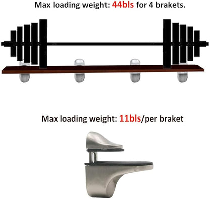 Adjustable Wood/Glass Shelf Bracket Wall Mount, Brushed Nickel, 4 Pack