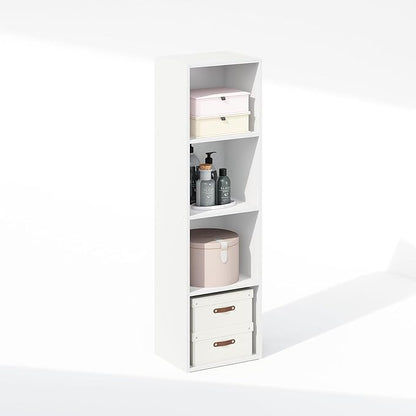 Furinno Reed Closet Organizers and Storage, 4-Tier Closet Organizer, Open Shelf Closet Storage, for Wardrobe, Bedroom, Living Room, White