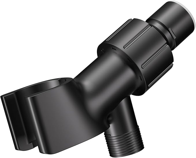 Adjustable Handheld Shower Head Holder- Premium ABS Bracket- Brass Ball 360 Degree Rotatable Arm Mount and Hose Connector, Shower Adapter- Easy Install and Replacement Parts, MAYYAYA (Mate Black)