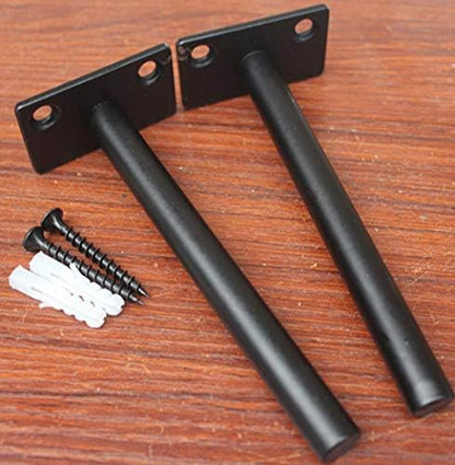 24 Pcs 5" Black Solid Steel Floating Shelf Bracket Blind Shelf Supports - Hidden Brackets for Floating Wood Shelves - Concealed Blind Shelf Support – Screws and Wall Plugs Included