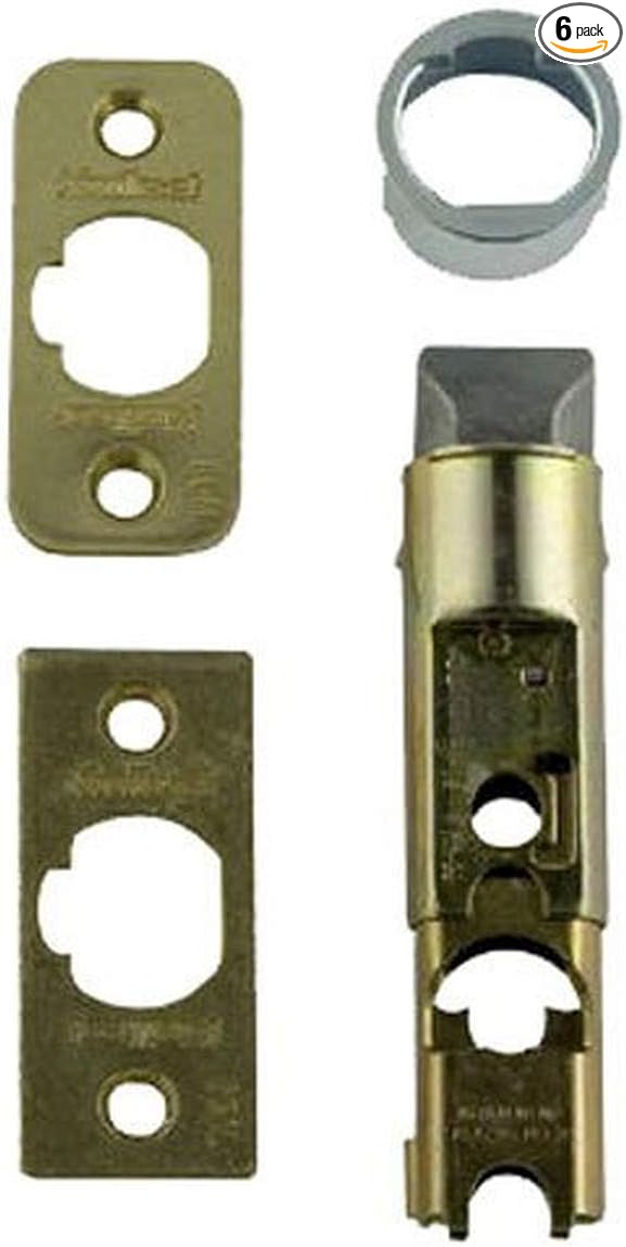 Kwikset 1826-18 6-Way Adjustable Plain Latch, Polished Brass| (Pack of 6)