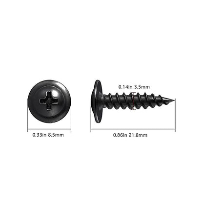 Wensilon（400 pcs）#6×3/4" Phillips Truss Head Wood Screws Black Galvanizing Quick Metal Self Tapping.