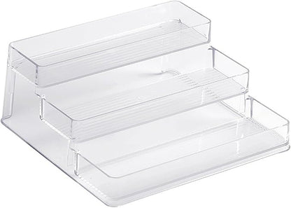 Nail Polish Organizer Holder Rack Shelf Multifunctional Transparent 3 Tier Display Stand for Desk Beauty Storage PET Material 26x23.8x10.2cm