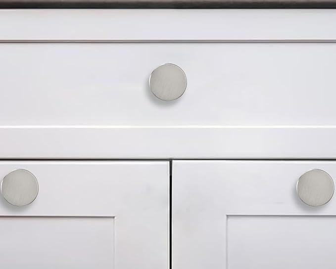 khtumeware 5 Pack Satin Nickel Cabinet Knobs - 1-1/5 Inch Round Drawer Pulls for Kitchen Cabinet Hardware Dressers Knobs and Closets