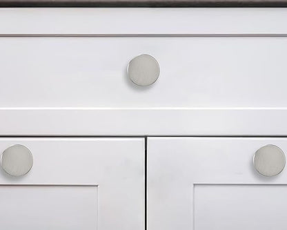 khtumeware 5 Pack Satin Nickel Cabinet Knobs - 1-1/5 Inch Round Drawer Pulls for Kitchen Cabinet Hardware Dressers Knobs and Closets