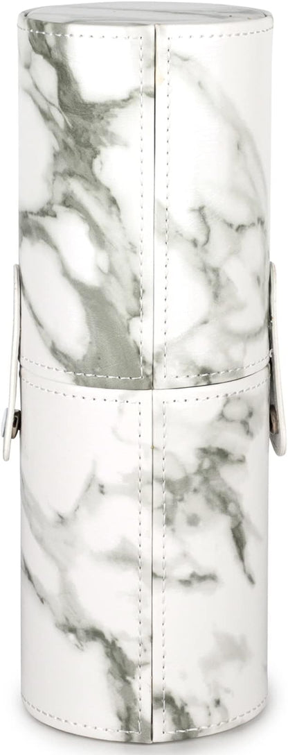 Makeup Brush Holder Travel Brushes Case Bag Cup Storage Dustproof for Women (Marble)
