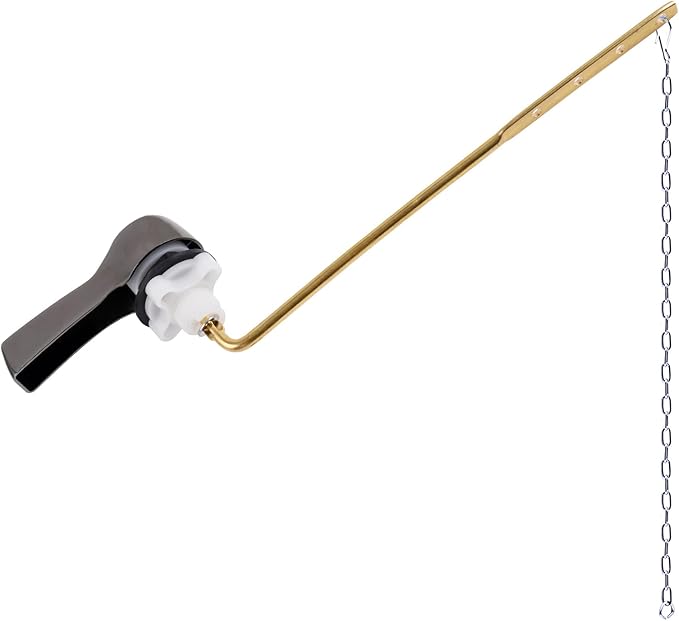 Hibbent Universal Metal Front Mount Toilet Handle Replacement Kit, Brass Toilet Flush Tank Lever with Stainless Steel Flapper Chains for Most Toilets, Gunmetal Gray