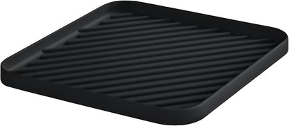 Silicone Organizer Tray for Kitchen Sink and Bathroom, Dishwasher Tray, Versatile Bathroom and Drawer Organizer Trays, Non-Slip Countertop(Black)
