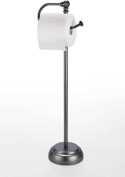 SunnyPoint Classic Bathroom Free Standing Toilet Tissue Paper Roll Holder Stand (Black Nickel)