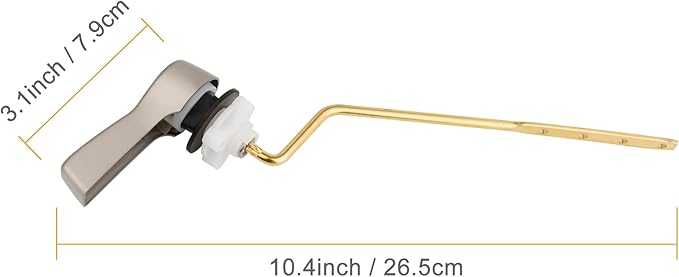 Hibbent Universal Metal Side Mount Toilet Handle Replacement Kit, Brass Toilet Flush Tank Lever with Stainless Steel Flapper Chains for Most Toilets, Brushed Nickel