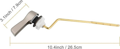 Hibbent Universal Metal Side Mount Toilet Handle Replacement Kit, Brass Toilet Flush Tank Lever with Stainless Steel Flapper Chains for Most Toilets, Brushed Nickel