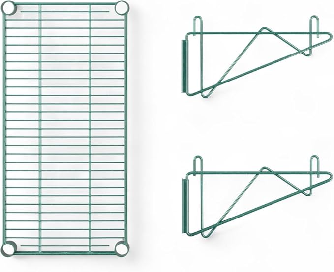12" x 24" Green Wall-Mounted Wire Shelf with Epoxy Coating, Heavy-Duty Steel Storage Rack, NSF Certified, Easy Installation, Open Wire Design for Kitchen, Garage, or Utility Storage