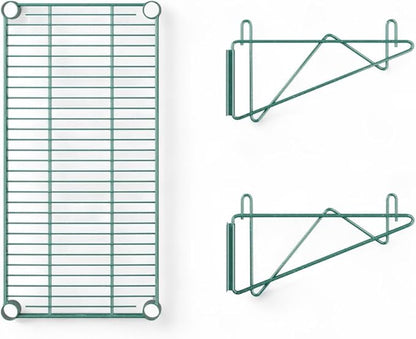 14" x 24" Green Wall-Mounted Wire Shelf with Epoxy Coating, Heavy-Duty Steel Storage Rack, NSF Certified, Easy Installation, Open Wire Design for Kitchen, Garage, or Utility Storage