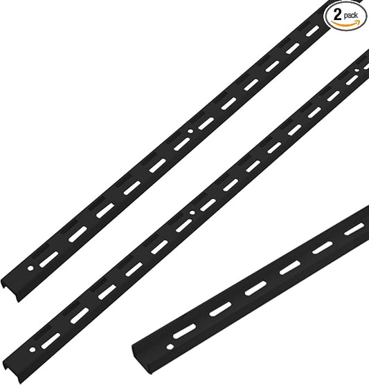 Shelving Track,ULIFESTAR Dual Trak Adjustable Wood Shelf Bracket,2PCS Direct Mount Into Fasttrack Garage Rail,Garage Organization System (17*10*1000mm/0.66*0.39*39.37" Double Row Black)