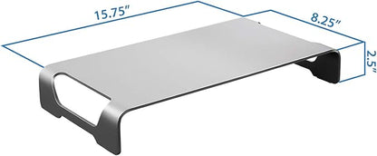 Mount-It! Aluminum 15.7" Monitor Stand for iMac - Wide Unibody Monitor Riser - Metal Monitor Stand Desktop Organizer with Keyboard Storage - Universal Desktop Monitor Riser for PC, iMac, MacBook, Laptop