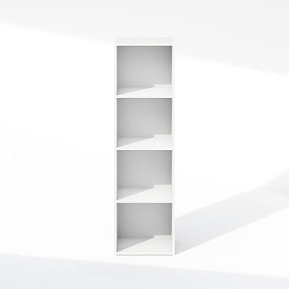 Furinno Reed Closet Organizers and Storage, 4-Tier Closet Organizer, Open Shelf Closet Storage, for Wardrobe, Bedroom, Living Room, White