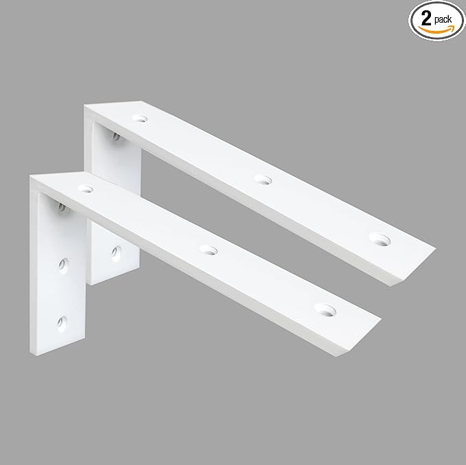 Countertop Support Bracket 2 Pack 16 Inch Heavy Duty 3/8" Thick White Granite Bracket 16"x6"x2.5" Shelf L Mantel Corbels for Quartz/Wood/Concrete/Laminate