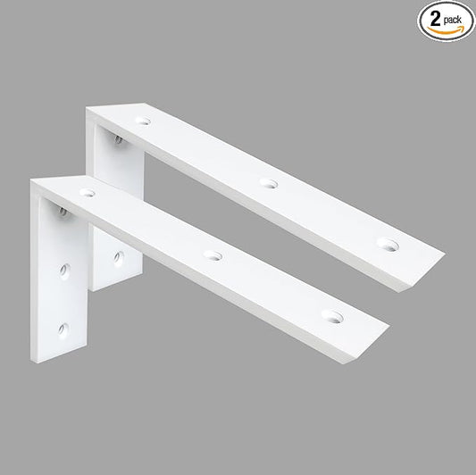Countertop Support Bracket 2 Pack 16 Inch Heavy Duty 3/8" Thick White Granite Bracket 16"x6"x2.5" Shelf L Mantel Corbels for Quartz/Wood/Concrete/Laminate