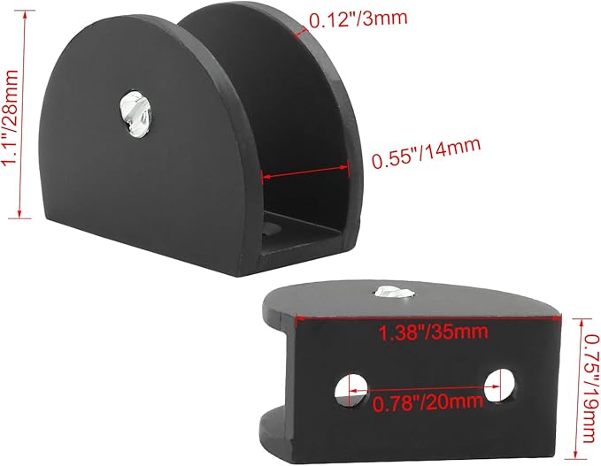 Litoexpe 8pcs Adjustable Frameless Shelf Bracket, Aluminum Alloy Shower Clamp Clip for 10-12mm Wood/Glass, Wall Mount Support Holder with Mounting Screws, Matte Black
