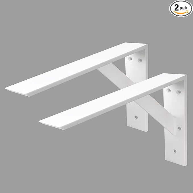 Countertop Support Bracket 16 Inch Heavy Duty Shelf Bracket 2 Pack 3/8" Thick White 16"x10"x2.5" for Granite Quartz Wood Laminate Countertops