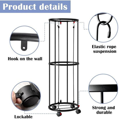 RunNico Columnar Vertical Ball Racks- 40x13.2 Inch Rolling Basketball Holder Wall Mount-Garage Sports Ball Storage for Indoor Rooms and Gyms