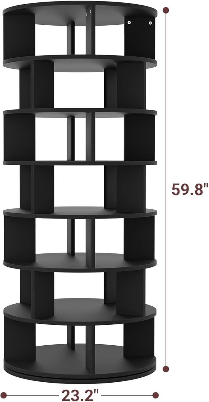 Aheaplus Rotating Shoe Rack Tower, 7-Tier Spinning Shoe Rack 360 Revolving Shoe Rack Organizer for Closet, Display Round Storage Carousel Shoes Closet Organization, Black