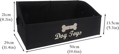 Large Dog Toy Basket Collapsible Dogs Toy Box Fabric Trapezoid Dog Toys Bin Storage for organizing pet Toys/Blankets/leashes/Rope Toys/Clothing-Can be Personalized-Black