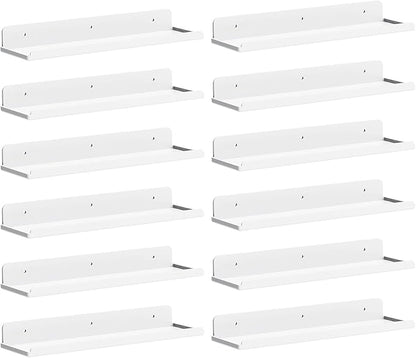 Lifewit Floating Shelves for Bathroom, 15" Clear Wall Organizer for Makeup, Perfume, Figures, Photo, Decor Shelf for Nursery, Living Room, Bedroom, Kitchen, Over Toilet Storage Rack, White, 12 Pack