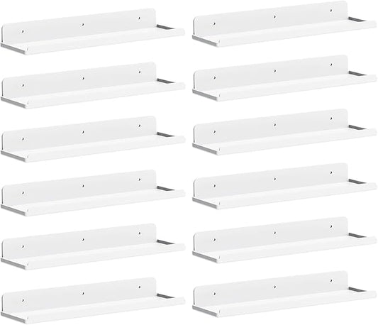 Lifewit Floating Shelves for Bathroom, 15" Clear Wall Organizer for Makeup, Perfume, Figures, Photo, Decor Shelf for Nursery, Living Room, Bedroom, Kitchen, Over Toilet Storage Rack, White, 12 Pack
