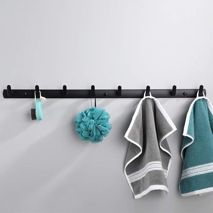Wall Mounted Coat Racks with 8 Hooks Hanging Holder Towel Rack 29.7"x1.3" Modern Black Hanging for Clothes Entryway Bathroom (8 Hooks)